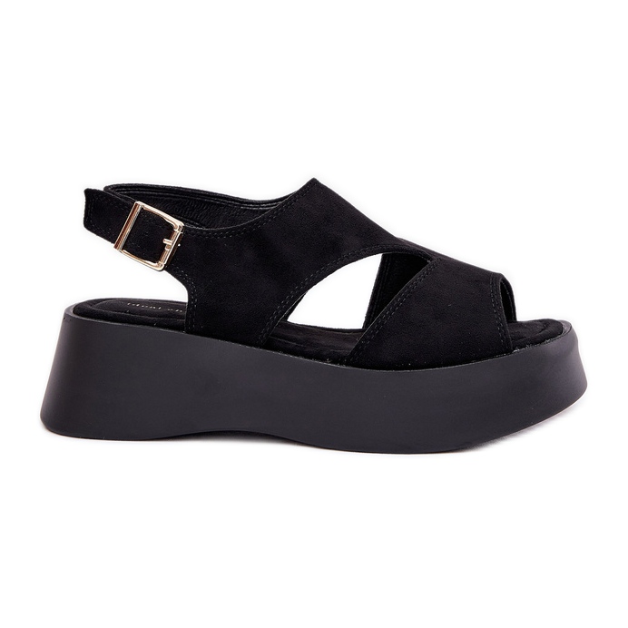Sandali da donna sulla piattaforma Eco Suede Black nero