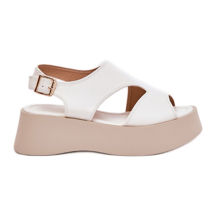 Sandali da donna sulla piattaforma Eco White Leather bianca