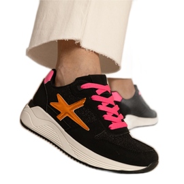 Sneaker black sport da donna con glitter nero