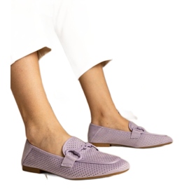 Violet Women's Openwork Felers con un ornamento viola
