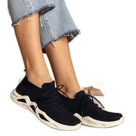 Sneaker femminili blu navy con una tomaia di socking nero