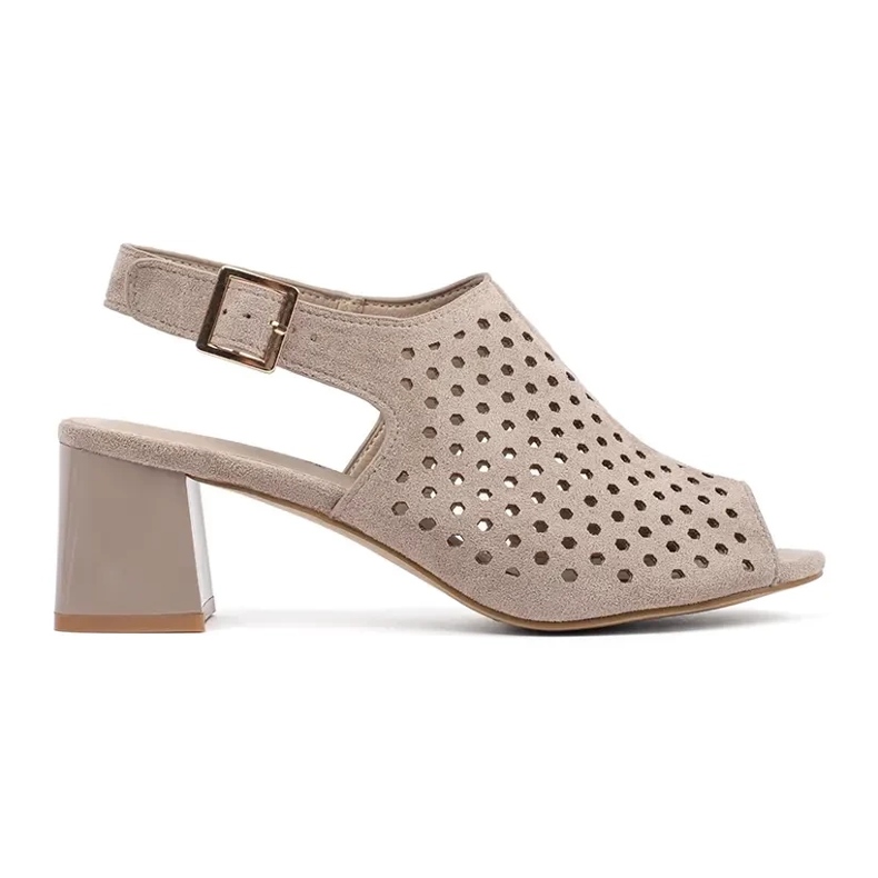 Goodin Sandali con tacchi alti beige in pelle scamosciata