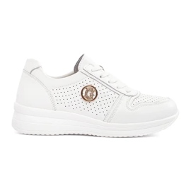 Goodin Sneaker openwork bianche con pelle naturale con un ornamento bianca