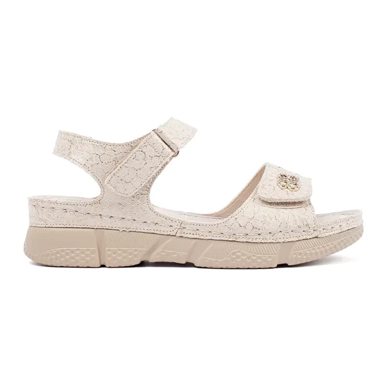 Goodin Sandali in velcro da donna beige leggero con un ornamento