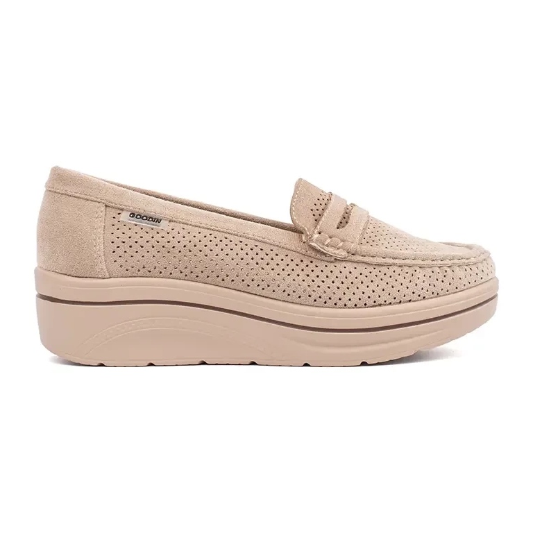 Goodin Mocassini beige su una suola spessa