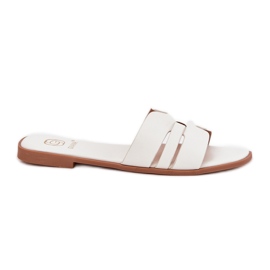 Flip da donna a copertura piatta con ritagli in pelle Eco bianco