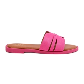 Flop da donna a copertura piatta con ritagli di fucsia ecologici rosa