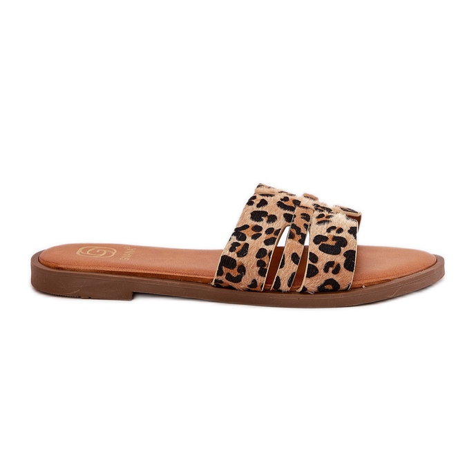 Flip da donna a ruote piatte con leopardi leopardati marroni marrone
