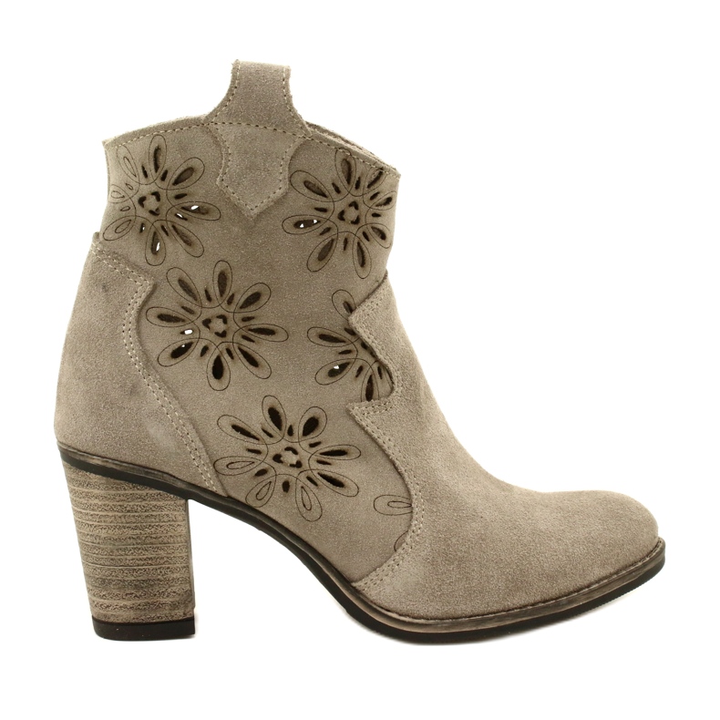 Olivier Stivali di pelle da donna aperta beige grigio chiaro