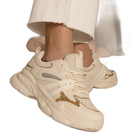 Sneaker sportive da donna beige con glitter