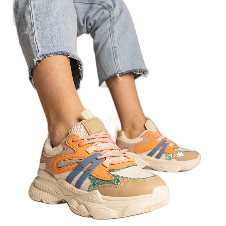 Sneaker sportive da donna arancione con glitter arancia