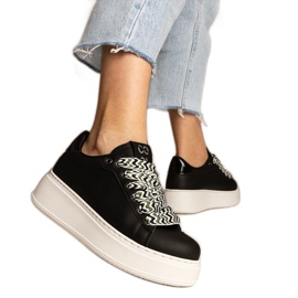 Sneaker da donna nera con allacciatura enorme = nero