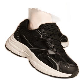 Sneaker black sport da donna con glitter nero