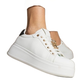 Sneaker bianche e bianche da donna decorate con pietre bianco
