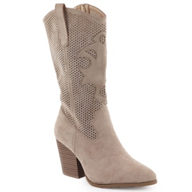 Stivali da donna Openwork di Suede Beige S.Barski Hy51-606