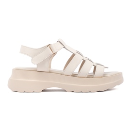 Goodin Sandali beige sulla piattaforma in pelle