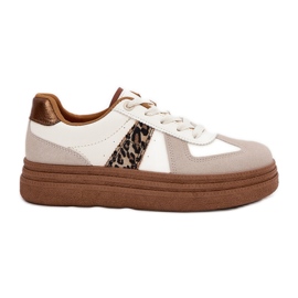 Sneaker femminili sulla piattaforma leopardo beige