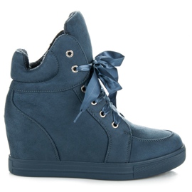 Ideal Shoes Sneakers in caldo camoscio blu