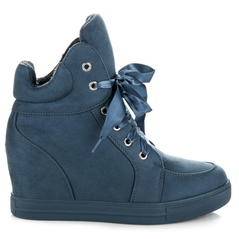 Ideal Shoes Sneakers in caldo camoscio blu