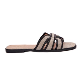 Flip flip di beige neri piatti da donna classici