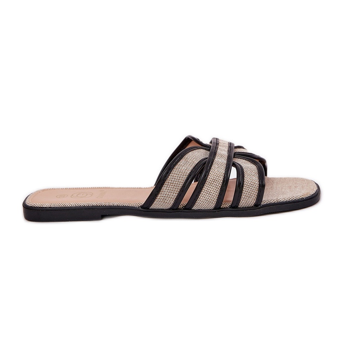 Flip flip di beige neri piatti da donna classici