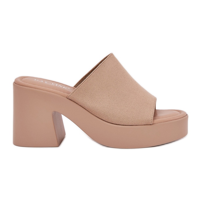 Pantofole da donna sul post e sulla piattaforma Khaki beige