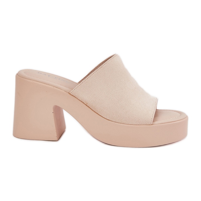 Pantofole da donna sul post e la piattaforma beige