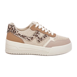 Scarpe sportive femminili sulla piattaforma Leopard Kaki beige