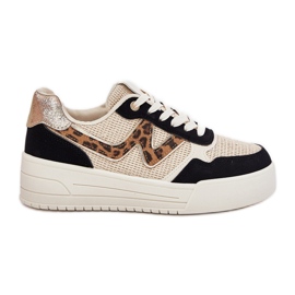 Scarpe sportive femminili sulla stampa leopardo della piattaforma nero