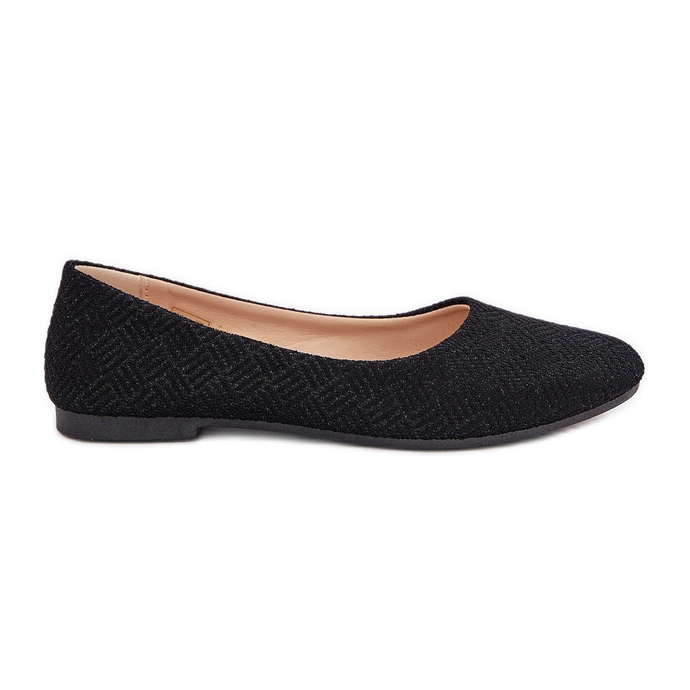 Ballerina da donna piatta con glitter neri nero