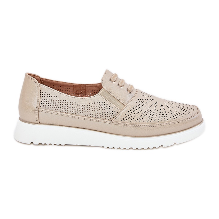 Scarpe da donna, scarpe dorate d'oro openwork