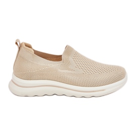 Sneaker materiale scivolato beige da donna