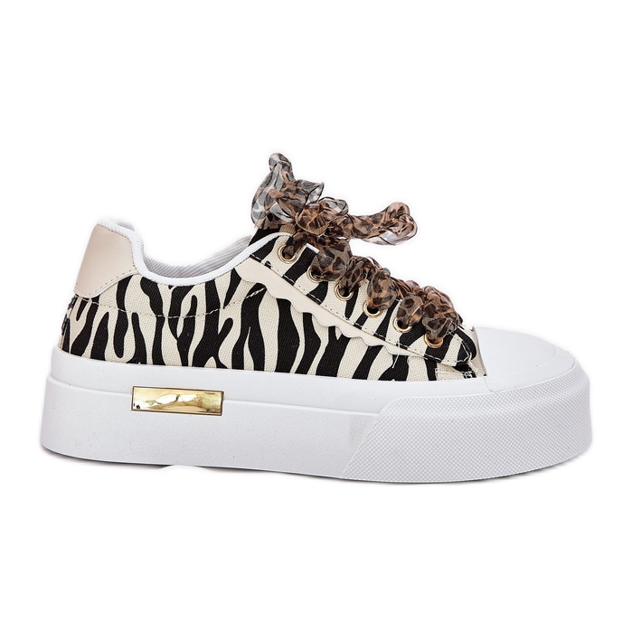Sneaker femminili con allacciatura decorativa e beige