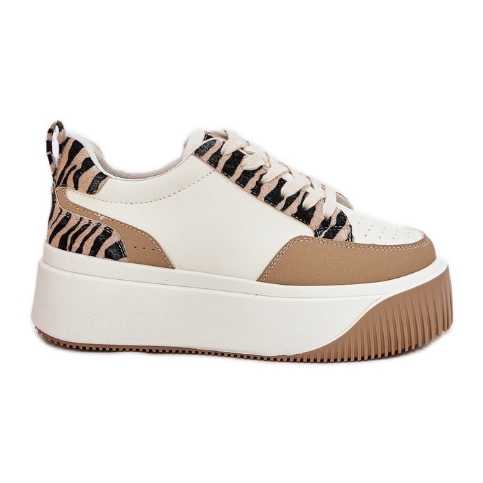 Sneaker femminili su una piattaforma enorme Beige Zebra