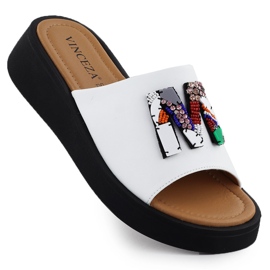 Pantofole bianche da donna Vinceza 66623 bianco