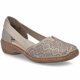 Scarpe in pelle aperta da donna, Meringue Comfort Rieker 41351-90 beige
