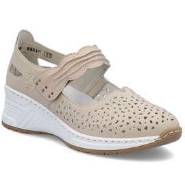 Scarpe openuwork in pelle beige Rieker N4382-60