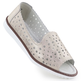 Scarpe in pelle da donna Openwork Open Openwork Beige S.Barski LR51-922