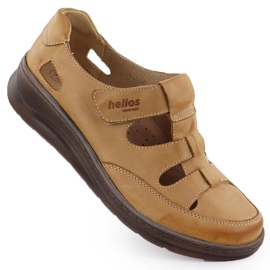 Scarpe in pelle da donna su velcro leggero in bronzo helios 437 marrone