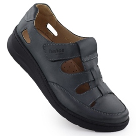Scarpe in pelle da donna sul velcro di grafite Helios 437 grigio