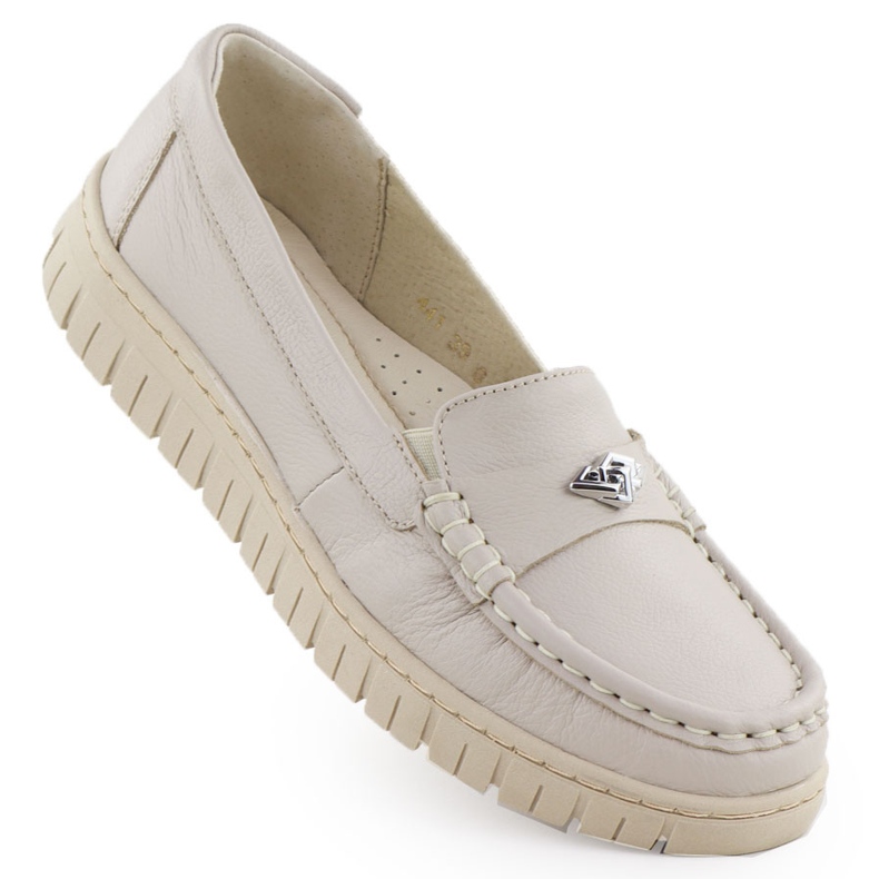 Mocassini in pelle da donna Ekri Helios 441 beige