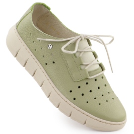 Scarpe da donna in pelle aperta da donna Helios Green 434 verde