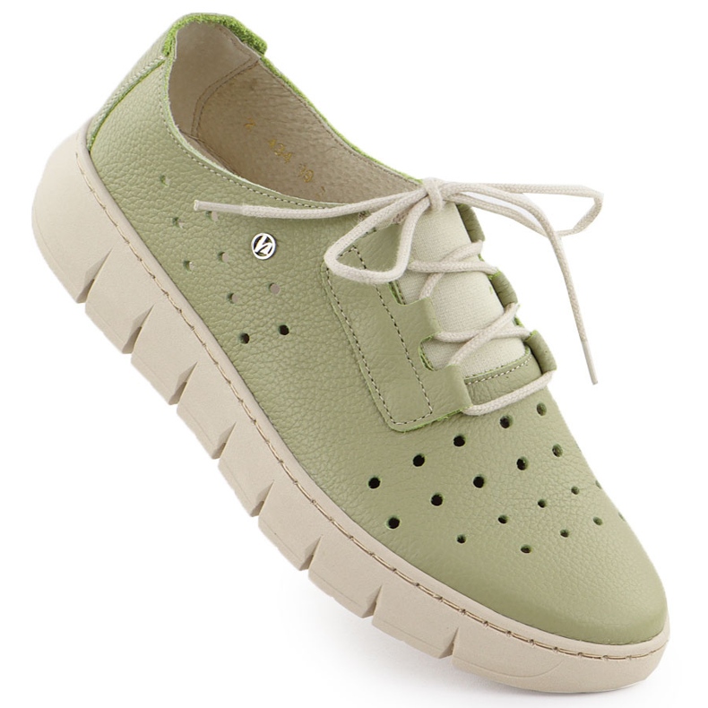 Scarpe da donna in pelle aperta da donna Helios Green 434 verde