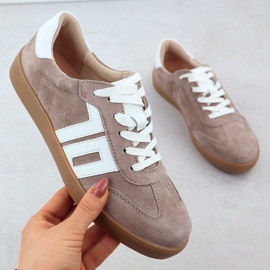Scarpe sportive in pelle scamosciata beige vinceza 79517