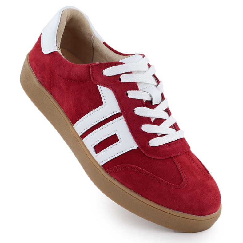 Scarpe sportive da donna in pelle rossa Vinceza rosso