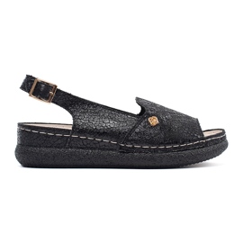 Goodin Sandali neri con sottopiede in pelle nero