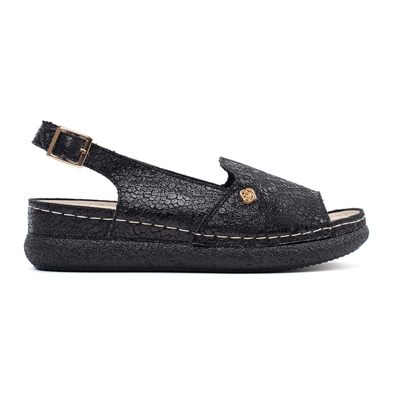 Goodin Sandali neri con sottopiede in pelle nero