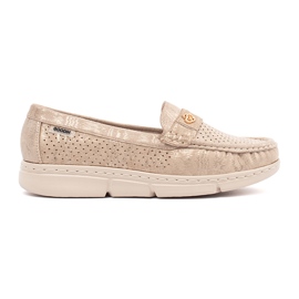 Goodin Mocassini openwork beige con un elemento dorato