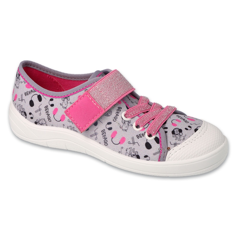 Ciabatte per bambini Befado con velcro 351Y024, applicazioni grigie grigio