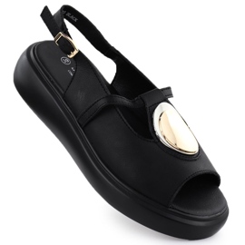S.Barski Sandali in pelle femminile sulla piattaforma Czarne S. Barski GR51-603 nero